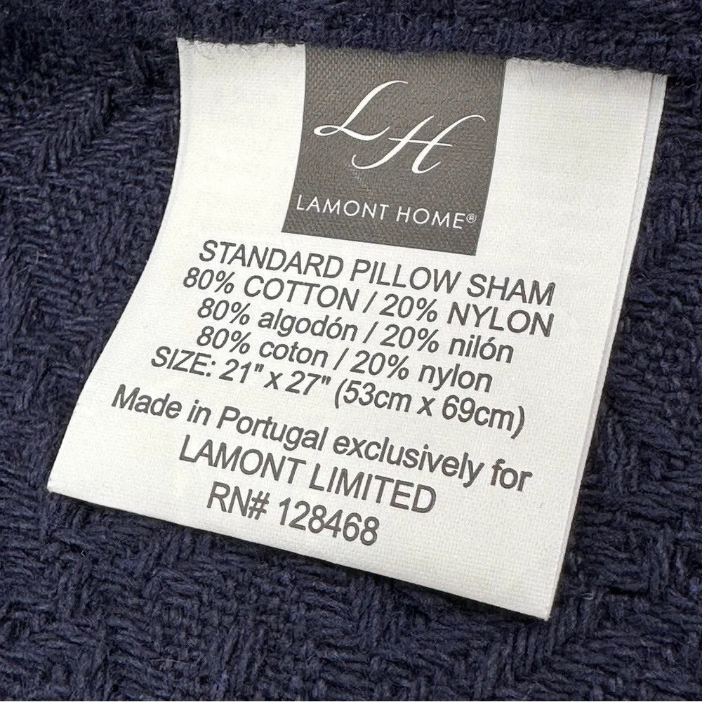 Lamont Home Woven Jacquard Collection Cotton Blend Blue Standard Sham Set of 2